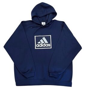 VTG 90s Y2K Adidas Trefoil Logo Hoodie Blue/White Made in USA Size Large